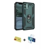 MARSİLYAN™- iPhone 11 Kılıf Ahenk Klasik Koleksiyonu - Siyah 3D Antistatik Seramik Nano Ekran Koruyucu + Rainbow Kamera Lens Koruma Cam - KI