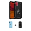MARSİLYAN™- iPhone 11 Kılıf Ahenk Klasik Koleksiyonu - Siyah 6D Antistatik Mat Seramik Hayalet Nano Ekran Koruyucu + Mavi Neon Fosforlu Kamera Lens