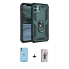 MARSİLYAN™- iPhone 11 Kılıf Ahenk Klasik Koleksiyonu - Siyah Bilvis 3D Cam Ekran Koruyucu + Neon Fosforlu Kamera Lens - TU