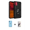 MARSİLYAN™- iPhone 11 Kılıf Ahenk Klasik Koleksiyonu - Siyah Bilvis 3D Mat Cam Ekran Koruyucu + Neon Fosforlu Kamera Lens - MI