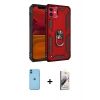 MARSİLYAN™- iPhone 11 Kılıf Ahenk Klasik Koleksiyonu - Siyah Bilvis 3D Mat Cam Ekran Koruyucu + Neon Fosforlu Kamera Lens - MI