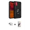 MARSİLYAN™- iPhone 11 Kılıf Ahenk Klasik Koleksiyonu - Siyah Bilvis 3D Mat Cam Ekran Koruyucu + Pers Alüminyum Kamera Lens - YL