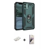 MARSİLYAN™- iPhone 11 Kılıf Ahenk Klasik Koleksiyonu - Siyah Bilvis 3D Mat Cam Ekran Koruyucu + Renkli Kamera Lens Koruma Cam - YL