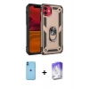 MARSİLYAN™- iPhone 11 Kılıf Ahenk Klasik Koleksiyonu - Siyah Bilvis 5in1 3D Magic Cam Ekran Koruyucu + Neon Fosforlu Kamera Lens - MI