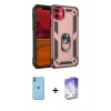 MARSİLYAN™- iPhone 11 Kılıf Ahenk Klasik Koleksiyonu - Siyah Bilvis 5in1 3D Magic Cam Ekran Koruyucu + Neon Fosforlu Kamera Lens - YL