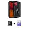 MARSİLYAN™- iPhone 11 Kılıf Ahenk Klasik Koleksiyonu - Siyah Bilvis 5in1 5D Magic Hayalet Cam Ekran Koruyucu + PVD Metal Kamera Lens - MI