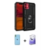 MARSİLYAN™- iPhone 11 Kılıf Ahenk Klasik Koleksiyonu - Siyah Bilvis 5in1 5D Magic Hayalet Cam Ekran Koruyucu + Neon Fosforlu Kamera Lens - YL