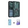 MARSİLYAN™- iPhone 11 Kılıf Ahenk Klasik Koleksiyonu - Siyah Bilvis 5in1 5D Magic Hayalet Cam Ekran Koruyucu + Neon Fosforlu Kamera Lens - YL
