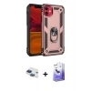 MARSİLYAN™- iPhone 11 Kılıf Ahenk Klasik Koleksiyonu - Siyah Bilvis 5in1 5D Magic Hayalet Cam Ekran Koruyucu + Pers Alüminyum Kamera Lens - LT