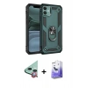 MARSİLYAN™- iPhone 11 Kılıf Ahenk Klasik Koleksiyonu - Siyah Bilvis 5in1 5D Magic Hayalet Cam Ekran Koruyucu + Raze Metal Kamera Lens - KI