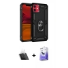 MARSİLYAN™- iPhone 11 Kılıf Ahenk Klasik Koleksiyonu - Siyah Bilvis 5in1 5D Magic Hayalet Cam Ekran Koruyucu + Kamera Lens Koruma Cam - SF