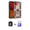 MARSİLYAN™- iPhone 11 Kılıf Ahenk Klasik Koleksiyonu - Siyah Bilvis 5in1 5D Magic Hayalet Cam Ekran Koruyucu + PVD Metal Kamera Lens - YL