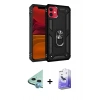 MARSİLYAN™- iPhone 11 Kılıf Ahenk Klasik Koleksiyonu - Siyah Bilvis 5in1 5D Magic Hayalet Cam Ekran Koruyucu + Raze Metal Kamera Lens - MI