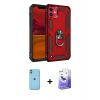 MARSİLYAN™- iPhone 11 Kılıf Ahenk Klasik Koleksiyonu - Siyah Bilvis 5in1 5D Magic Hayalet Cam Ekran Koruyucu + Neon Fosforlu Kamera Lens - YL