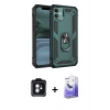 MARSİLYAN™- iPhone 11 Kılıf Ahenk Klasik Koleksiyonu - Siyah Bilvis 5in1 5D Magic Hayalet Cam Ekran Koruyucu + PVD Metal Kamera Lens - MI