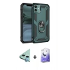 MARSİLYAN™- iPhone 11 Kılıf Ahenk Klasik Koleksiyonu - Siyah Bilvis 5in1 5D Magic Hayalet Cam Ekran Koruyucu + Raze Metal Kamera Lens - MI