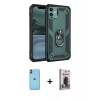 MARSİLYAN™- iPhone 11 Kılıf Ahenk Klasik Koleksiyonu - Siyah Bilvis Hayalet Cam Ekran Koruyucu + Neon Fosforlu Kamera Lens - TU