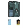 MARSİLYAN™- iPhone 11 Kılıf Ahenk Klasik Koleksiyonu - Siyah Buffer Cam Ekran Koruyucu + Neon Fosforlu Kamera Lens - TU