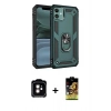 MARSİLYAN™- iPhone 11 Kılıf Ahenk Klasik Koleksiyonu - Siyah Buffer Cam Ekran Koruyucu + PVD Metal Kamera Lens - TU