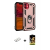 MARSİLYAN™- iPhone 11 Kılıf Ahenk Klasik Koleksiyonu - Siyah Buffer Cam Ekran Koruyucu + Renkli Kamera Lens Koruma Cam - PE