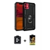 MARSİLYAN™- iPhone 11 Kılıf Ahenk Klasik Koleksiyonu - Siyah Buffer Cam Ekran Koruyucu + PVD Metal Kamera Lens - SH