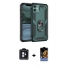 MARSİLYAN™- iPhone 11 Kılıf Ahenk Klasik Koleksiyonu - Siyah Buffer Hayalet Cam Ekran Koruyucu + PVD Metal Kamera Lens - MI
