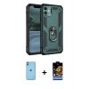 MARSİLYAN™- iPhone 11 Kılıf Ahenk Klasik Koleksiyonu - Siyah Buffer Hayalet Cam Ekran Koruyucu + Neon Fosforlu Kamera Lens - YL