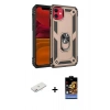 MARSİLYAN™- iPhone 11 Kılıf Ahenk Klasik Koleksiyonu - Siyah Buffer Hayalet Cam Ekran Koruyucu + Renkli Kamera Lens Koruma Cam - PE