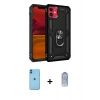 MARSİLYAN™- iPhone 11 Kılıf Ahenk Klasik Koleksiyonu - Siyah Joko Magic 5D Cam + Neon Fosforlu Kamera Lens - MI