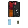 MARSİLYAN™- iPhone 11 Kılıf Ahenk Klasik Koleksiyonu - Siyah Joko Magic 5D Hayalet Cam + Neon Fosforlu Kamera Lens - MI