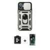 MARSİLYAN™- iPhone 11 Kılıf Ahenk Klasik - Şeffaf 360 Full Body Arka Koruyucu + PVD Metal Kamera Lens - MI