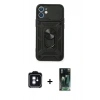MARSİLYAN™- iPhone 11 Kılıf Ahenk Klasik - Şeffaf 360 Full Body Arka Koruyucu + PVD Metal Kamera Lens - MI