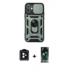 MARSİLYAN™- iPhone 11 Kılıf Ahenk Klasik - Şeffaf 360 Full Body Arka Koruyucu + PVD Metal Kamera Lens - SH