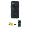 MARSİLYAN™- iPhone 11 Kılıf Ahenk Klasik - Şeffaf 360 Full Body Arka Koruyucu + Rainbow Kamera Lens Koruma Cam - KI