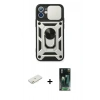 MARSİLYAN™- iPhone 11 Kılıf Ahenk Klasik - Şeffaf 360 Full Body Arka Koruyucu + Renkli Kamera Lens Koruma Cam - TU