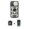 MARSİLYAN™- iPhone 11 Kılıf Ahenk Klasik - Şeffaf 360 Full Body Arka Koruyucu + PVD Metal Kamera Lens - YL