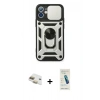 MARSİLYAN™- iPhone 11 Kılıf Ahenk Klasik - Şeffaf Pasifik Cam Ekran Koruyucu + Pers Alüminyum Kamera Lens - GD