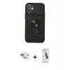 MARSİLYAN™- iPhone 11 Kılıf Ahenk Klasik - Şeffaf Pasifik Cam Ekran Koruyucu + Pers Alüminyum Kamera Lens - GD