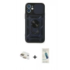 MARSİLYAN™- iPhone 11 Kılıf Ahenk Klasik - Şeffaf Pasifik Cam Ekran Koruyucu + Pers Alüminyum Kamera Lens - GD