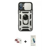 MARSİLYAN™- iPhone 11 Kılıf Ahenk Klasik - Şeffaf Pasifik Cam Ekran Koruyucu + Pers Alüminyum Kamera Lens - KI