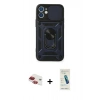 MARSİLYAN™- iPhone 11 Kılıf Ahenk Klasik - Şeffaf Pasifik Cam Ekran Koruyucu + Pers Alüminyum Kamera Lens - KI