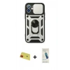 MARSİLYAN™- iPhone 11 Kılıf Ahenk Klasik - Şeffaf Pasifik Cam Ekran Koruyucu + Rainbow Kamera Lens Koruma Cam - KI