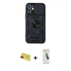 MARSİLYAN™- iPhone 11 Kılıf Ahenk Klasik - Şeffaf Pasifik Cam Ekran Koruyucu + Rainbow Kamera Lens Koruma Cam - KI
