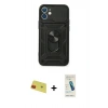 MARSİLYAN™- iPhone 11 Kılıf Ahenk Klasik - Şeffaf Pasifik Cam Ekran Koruyucu + Rainbow Kamera Lens Koruma Cam - KI