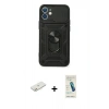 MARSİLYAN™- iPhone 11 Kılıf Ahenk Klasik - Şeffaf Pasifik Cam Ekran Koruyucu + Renkli Kamera Lens Koruma Cam - TU