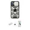 MARSİLYAN™- iPhone 11 Kılıf Ahenk Klasik - Şeffaf Pasifik Cam Ekran Koruyucu + Renkli Kamera Lens Koruma Cam - SI