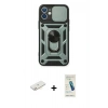 MARSİLYAN™- iPhone 11 Kılıf Ahenk Klasik - Şeffaf Pasifik Cam Ekran Koruyucu + Renkli Kamera Lens Koruma Cam - SI