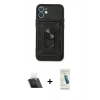MARSİLYAN™- iPhone 11 Kılıf Ahenk Klasik - Şeffaf Pasifik Cam Ekran Koruyucu + Kamera Lens Koruma Cam - SF