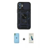 MARSİLYAN™- iPhone 11 Kılıf Ahenk Klasik - Şeffaf Pasifik Cam Ekran Koruyucu + Neon Fosforlu Kamera Lens - YL