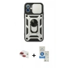 MARSİLYAN™- iPhone 11 Kılıf Ahenk Klasik - Şeffaf Royal Nano Ekran Koruyucu + Pers Alüminyum Kamera Lens - KI